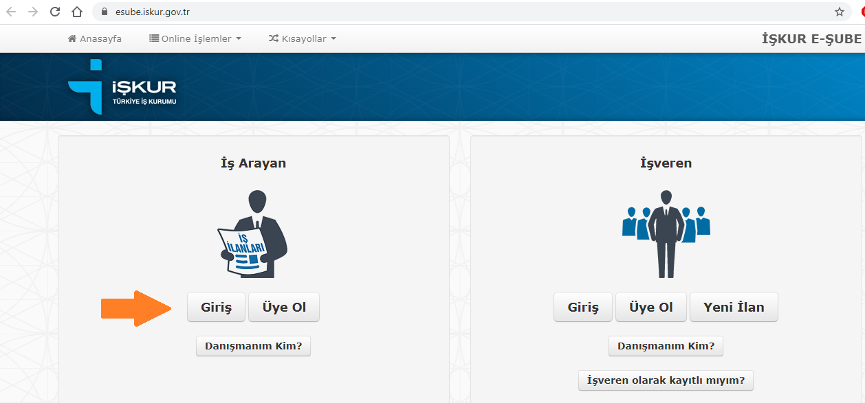 İşkur işci arayan sayfasına giriş yapıyoruz