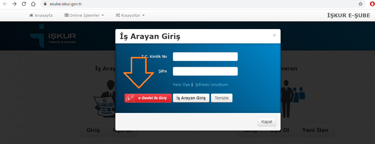 E devlet kapısı üzerinden giriş yapıyoruz. işkur issizlik iban tanımlama